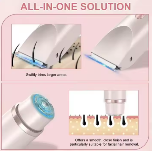 1pc Tondeuse à cheveux électrique à double tête pour femmes, batterie au lithium rechargeable, chargement USB, rasoir de bikini multifonction et rasoir de visage pour bras, cuisses, corps avec batterie au lithium rechargeable, chargement USB, pour cadeau idéal de nouvel an