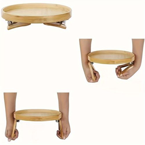 Plateau d'accoudoir de canapé en bambou vintage en bois dur - Pliable, aucun assemblage requis, utilisation sans électricité, plateau en bois de pin