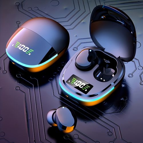 Écouteurs sans fil modèle 2025 - Affichage LED, contrôle tactile, conception TWS intra-auriculaire pour les jeux et les sports - Compatible avec iOSAndroid, étui de chargement en métal élégant inclus