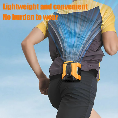 6000 mAh Multifunctional Waist Clip Fan Portable Mini Suspension Fan USB Rechargeable Fan Outdoor Camping Waist Fan with Portable Power Supply and Flashlight Ideal for Construction Workers, Outdoor Sports Travelers, and Camping Crowd (Orange and Black)