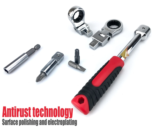 20 Piece Portable Ratchet Wrench Set, Interchangeable Combination Set, Rotatable 180 ° Removable Flexible Torque Saving Wrench Screwdriver Bit Kit for Industrial and Automotive Bicycle Motorcycle Application Tools
