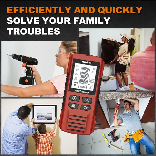 Multi-function handheld metal and wall detector 5 in 1 wall keel detector Metal Wooden keel AC voltage charged detection Wall scanner with automatic calibration Lightweight LCD screen Electric box detector