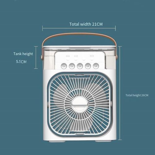 3-in-1 Portable Humidifying Air Conditioning Fan, Desktop USB Spray Air Cooling Fan, 5 Hole Humidifying Cooling Fan, 3 Air Speeds, 7 Colors LED Ambient Lights for Indoor, Outdoor, Office, Bedroom, (White)