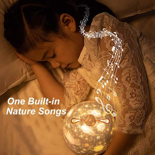 LED glow-in-the-dark galaxy music projector, 360 degree rotating music colour changing ambient light, seven colours starry night light.
