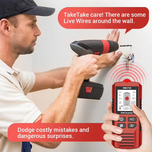Multi-function handheld metal and wall detector 5 in 1 wall keel detector Metal Wooden keel AC voltage charged detection Wall scanner with automatic calibration Lightweight LCD screen Electric box detector