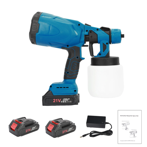 Handheld Cordless Electric Paint Sprayer Multi-purpose High Voltage Electric Paint Sprayer, 3 Spraying Modes, Suitable for Walls, Furniture, Fences and Watering Flowers (with 2 Batteries)