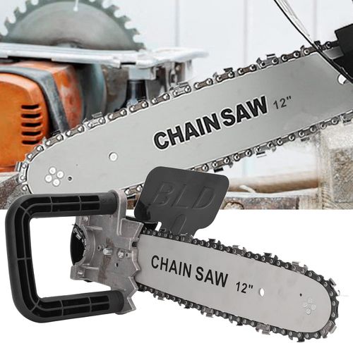 12 Inch Electric Angle Grinder Chain Saw Converter, Angle Grinder Conversion Electric Chain Saw Kit, Adjustable Electric Logging Tool for 100-180mm Angle Grinder (With Two High Strength Hardened Chains)