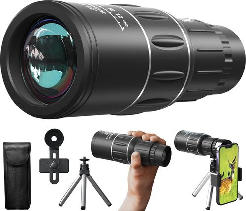 High magnification monocular telescope, manual focus, portable mini telescope with tripod and smartphone holder, convenient for cell phone to take distant photos and record videos, suitable for hiking, camping, sight-seeing, watching sports events and bird-watching, etc.