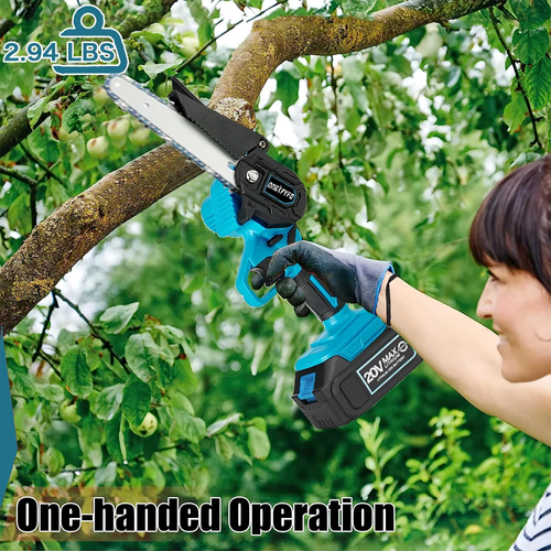 6-Inch Cordless Mini Chainsaw, Cordless Chain Saw, Fruit Tree, Woodworking, Gardening Cutting Tool, Handheld Cordless Logger with Two Rechargeable Batteries