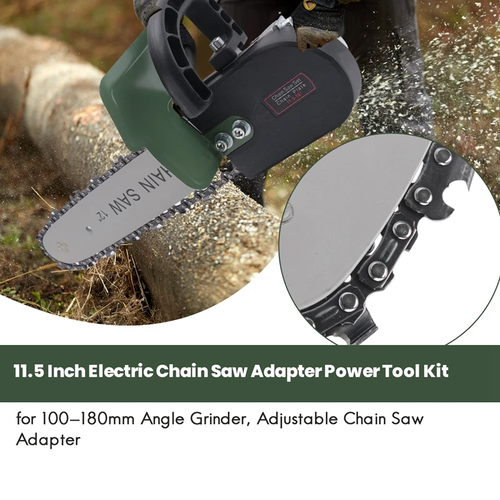 12 Inch Electric Angle Grinder Chain Saw Converter, Angle Grinder Conversion Electric Chain Saw Kit, Adjustable Electric Logging Tool for 100-180mm Angle Grinder (With Two High Strength Hardened Chains)