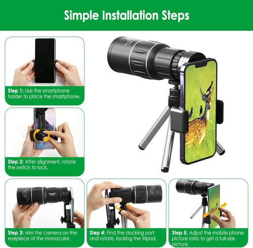 High magnification monocular telescope, manual focus, portable mini telescope with tripod and smartphone holder, convenient for cell phone to take distant photos and record videos, suitable for hiking, camping, sight-seeing, watching sports events and bird-watching, etc.