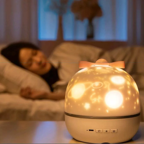 LED glow-in-the-dark galaxy music projector, 360 degree rotating music colour changing ambient light, seven colours starry night light.