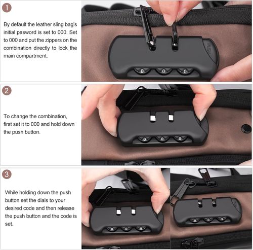 Multifunctional password lock anti-theft crossbody bag with USB charging shoulder biker bag leisure outdoor running travel waist bag shoulder crossbody bag waterproof sports chest bag (Black + Brown)