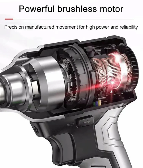 Multi-functional super torque brushless electric wrench, electric screwdriver, electric drill, powerful High-efficiency brushless motor With two batteries