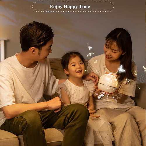 LED glow-in-the-dark galaxy music projector, 360 degree rotating music colour changing ambient light, seven colours starry night light.