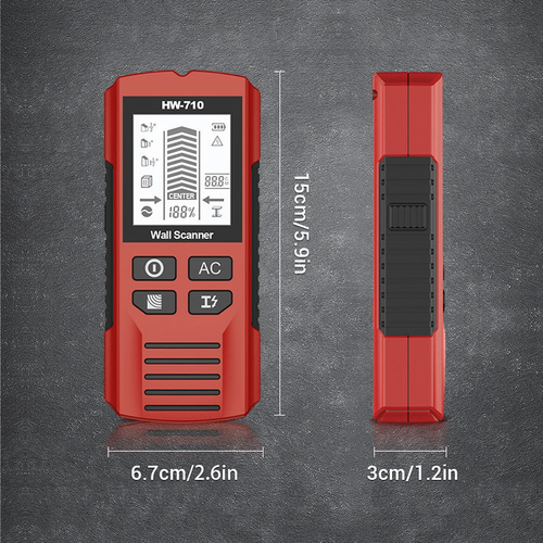 Multi-function handheld metal and wall detector 5 in 1 wall keel detector Metal Wooden keel AC voltage charged detection Wall scanner with automatic calibration Lightweight LCD screen Electric box detector