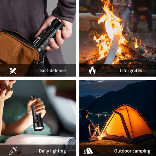 Multifunctional 4-in-1 Arc Lighter Flashlight Outdoor Windproof Waterproof Lighter Dual Arc Pulse Cigarette Lighter High Hardness Aluminum Escape Flashlight USB Charging