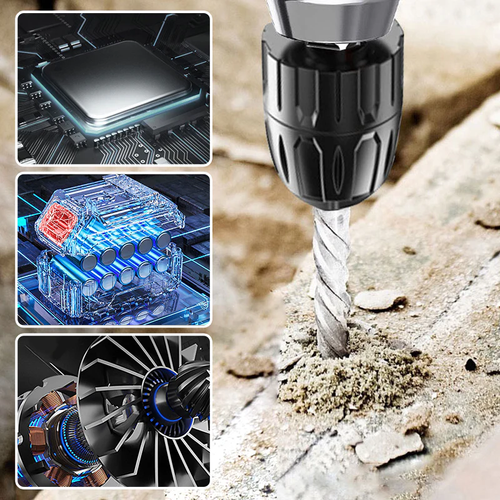 Multi-functional super torque brushless electric wrench, electric screwdriver, electric drill, powerful High-efficiency brushless motor With two batteries