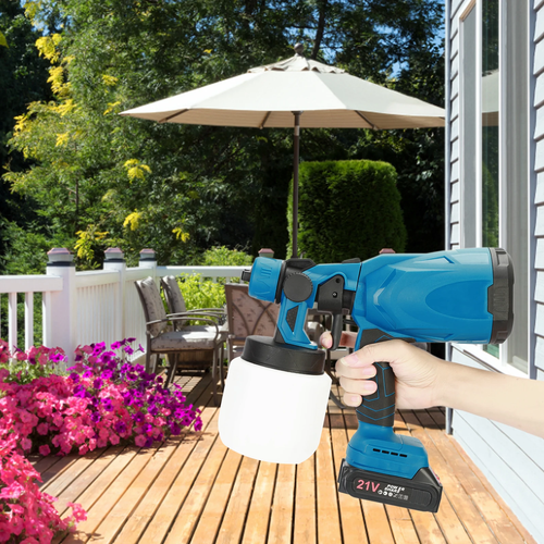 Handheld Cordless Electric Paint Sprayer Multi-purpose High Voltage Electric Paint Sprayer, 3 Spraying Modes, Suitable for Walls, Furniture, Fences and Watering Flowers (with 2 Batteries)