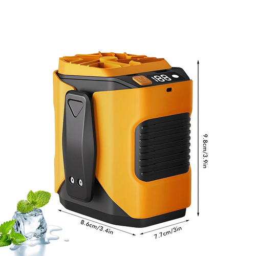 6000 mAh Multifunctional Waist Clip Fan Portable Mini Suspension Fan USB Rechargeable Fan Outdoor Camping Waist Fan with Portable Power Supply and Flashlight Ideal for Construction Workers, Outdoor Sports Travelers, and Camping Crowd (Orange and Black)