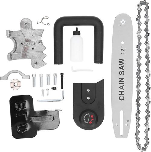 12 Inch Electric Angle Grinder Chain Saw Converter, Angle Grinder Conversion Electric Chain Saw Kit, Adjustable Electric Logging Tool for 100-180mm Angle Grinder (With Two High Strength Hardened Chains)