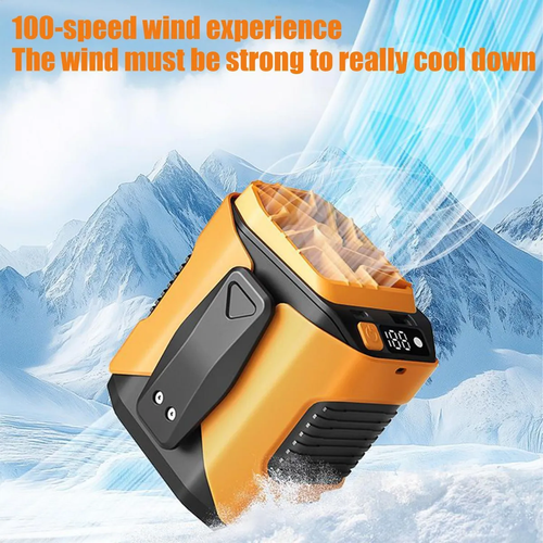 6000 mAh Multifunctional Waist Clip Fan Portable Mini Suspension Fan USB Rechargeable Fan Outdoor Camping Waist Fan with Portable Power Supply and Flashlight Ideal for Construction Workers, Outdoor Sports Travelers, and Camping Crowd (Orange and Black)