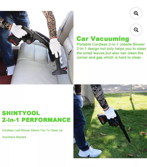 2-in-1 cordless electric blower & vacuum cleaner, rechargeable electric blower and vacuum cleaner Household portable dusting and cleaning leaf blower with two batteries (black)