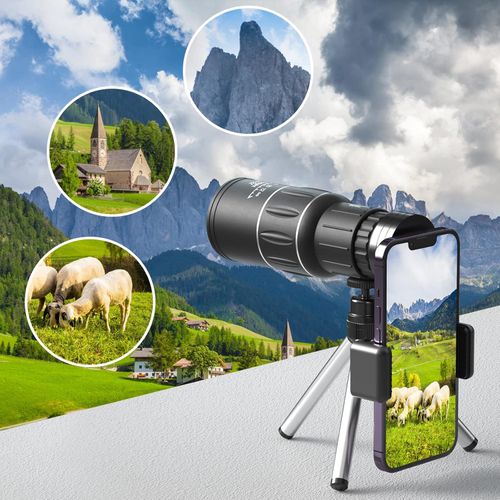 High magnification monocular telescope, manual focus, portable mini telescope with tripod and smartphone holder, convenient for cell phone to take distant photos and record videos, suitable for hiking, camping, sight-seeing, watching sports events and bird-watching, etc.
