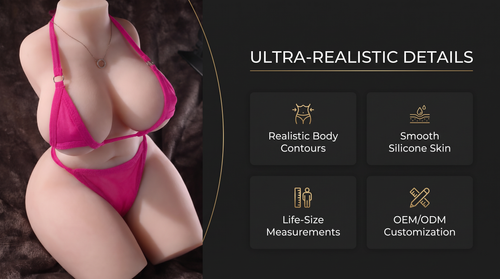 WALLAST Realistic TPE Half Body Love Doll for Men with Large Breasts and Large Butt Cul Ouvert 100% Waterproof