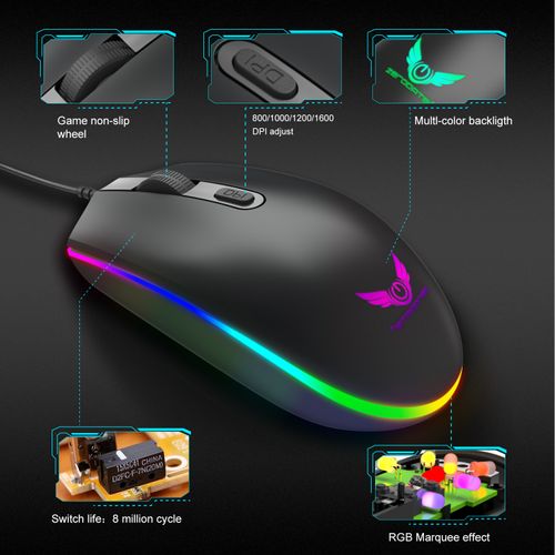 2.4G Wireless RGB Luminous Gaming Mouse Dual-Mode Wired Right-Handed 1200 DPI Programmable Ergonomic Design USB Computer