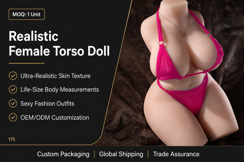 WALLAST Realistic TPE Half Body Love Doll for Men with Large Breasts and Large Butt Cul Ouvert 100% Waterproof