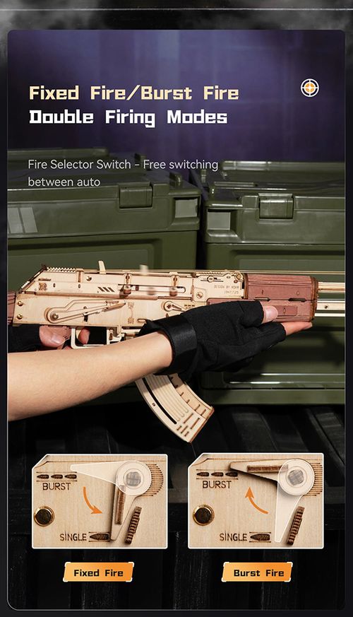 Robotime Rokr Contact Get Discount 3D Wooden Puzzles LQ901 Rubber Band Gun Model Kit Toy Guns for Adults