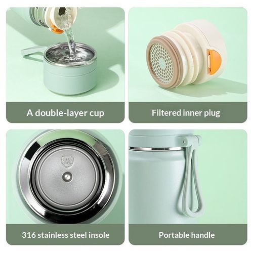 Bullet-shaped 316 Stainless Steel Vacuum Insulation Thermos Cup Tea Partition Large Capacity Outdoor Portable Gift Cup Ladies