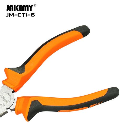 Hot Sale JAKEMY Orange Black Stainless Steel Serrated Jaw Pliers CE Certified Soft Grip Plastic DIY OEM Wire Plier