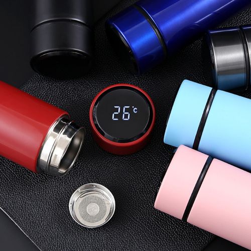 Customized logo New Style Gradient Color Vacuum Water Bottle Stainless Steel LED Smart Water Bottle with Temperature Display