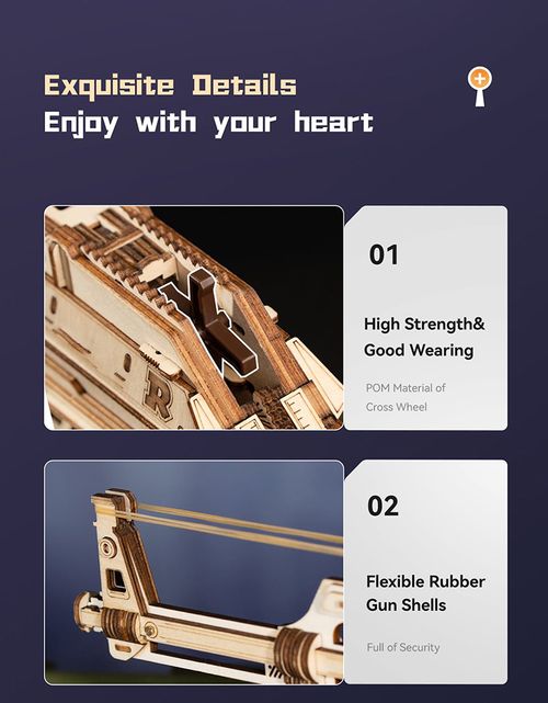 Robotime Rokr Contact Get Discount 3D Wooden Puzzles LQ901 Rubber Band Gun Model Kit Toy Guns for Adults