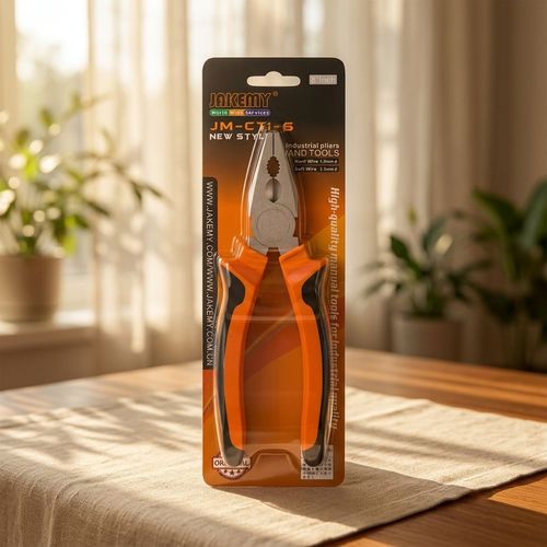 Hot Sale JAKEMY Orange Black Stainless Steel Serrated Jaw Pliers CE Certified Soft Grip Plastic DIY OEM Wire Plier