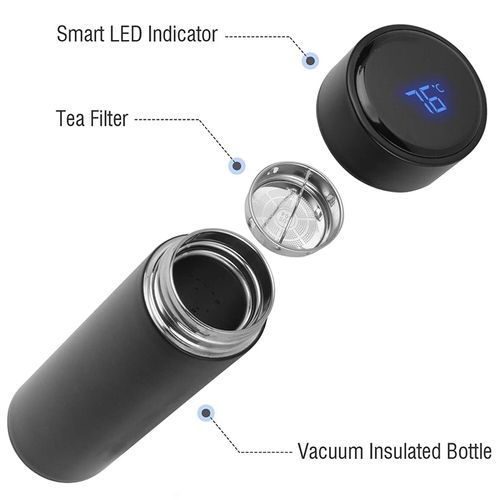 Customized logo New Style Gradient Color Vacuum Water Bottle Stainless Steel LED Smart Water Bottle with Temperature Display
