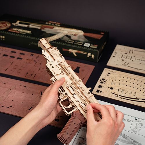 Robotime Rokr Contact Get Discount 3D Wooden Puzzles LQ901 Rubber Band Gun Model Kit Toy Guns for Adults