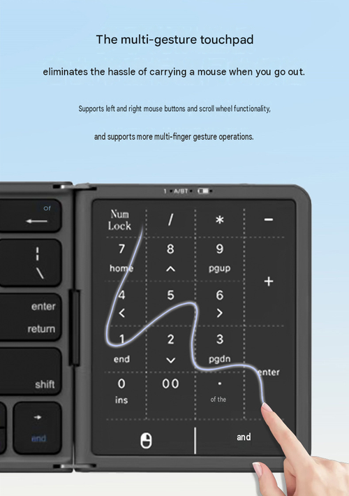 New Tri-fold Keyboard with Touchpad, Ultra-long Battery Life, Wireless Portability, Multi-system Compatibility