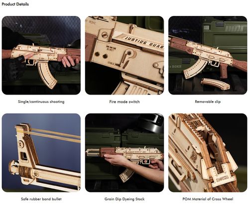 Robotime Rokr Contact Get Discount 3D Wooden Puzzles LQ901 Rubber Band Gun Model Kit Toy Guns for Adults
