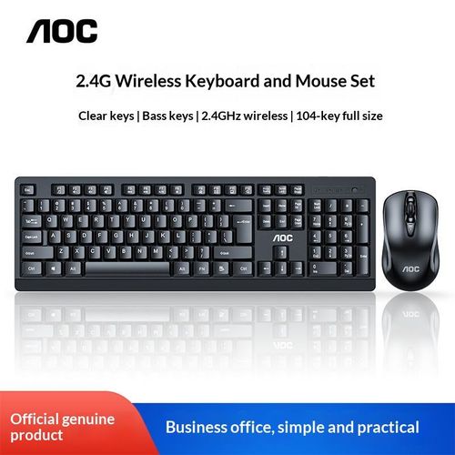 AOC KM210 Wireless Keyboard and Mouse Set-Universal for Desktops & Laptops Waterproof Ergonomic Design in Stock