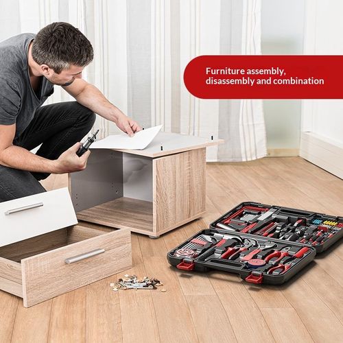 German Tool Set, Tool Box with Screwdrivers & Wrenches, Multi-Function Household Hardware Kit for Electrician Maintenance