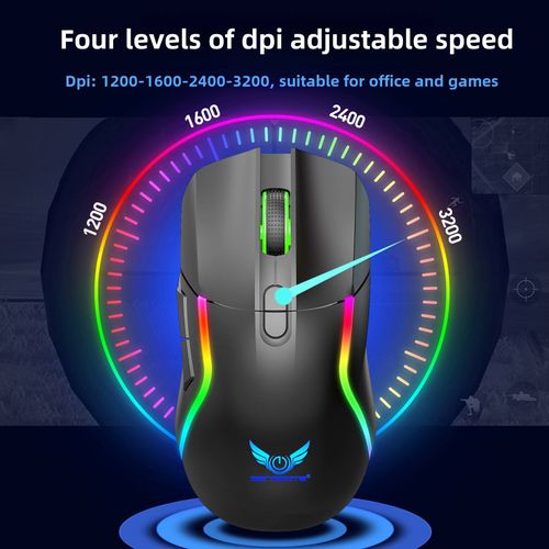 2.4G Wireless RGB Luminous Gaming Mouse Dual-Mode Wired Right-Handed 1200 DPI Programmable Ergonomic Design USB Computer