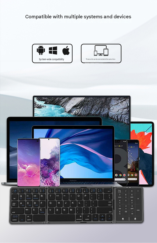 New Tri-fold Keyboard with Touchpad, Ultra-long Battery Life, Wireless Portability, Multi-system Compatibility