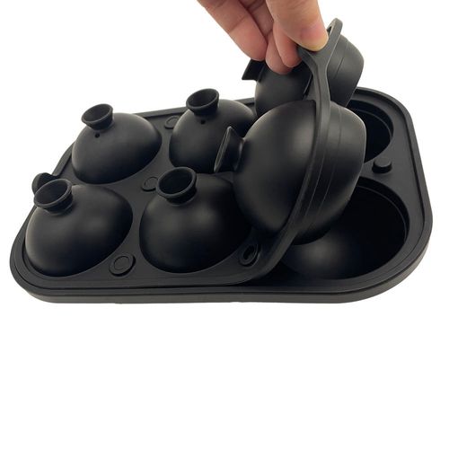 Fancy 2.5Inch Large Ice Ball Maker for Whiskey Easy to Release Leakproof 6 Cavity Silicone Ice Ball Mold with Funnel
