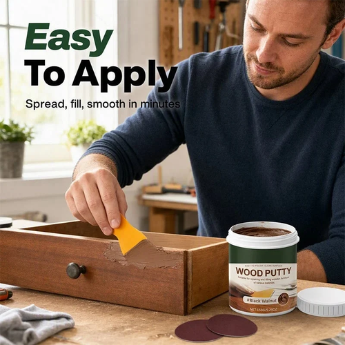 ✨DLJ-Cepin✨🚪Wood Repair Filler Putty – Fills Cracks & Chips, Smooths Surfaces, Blends with Dark Wood