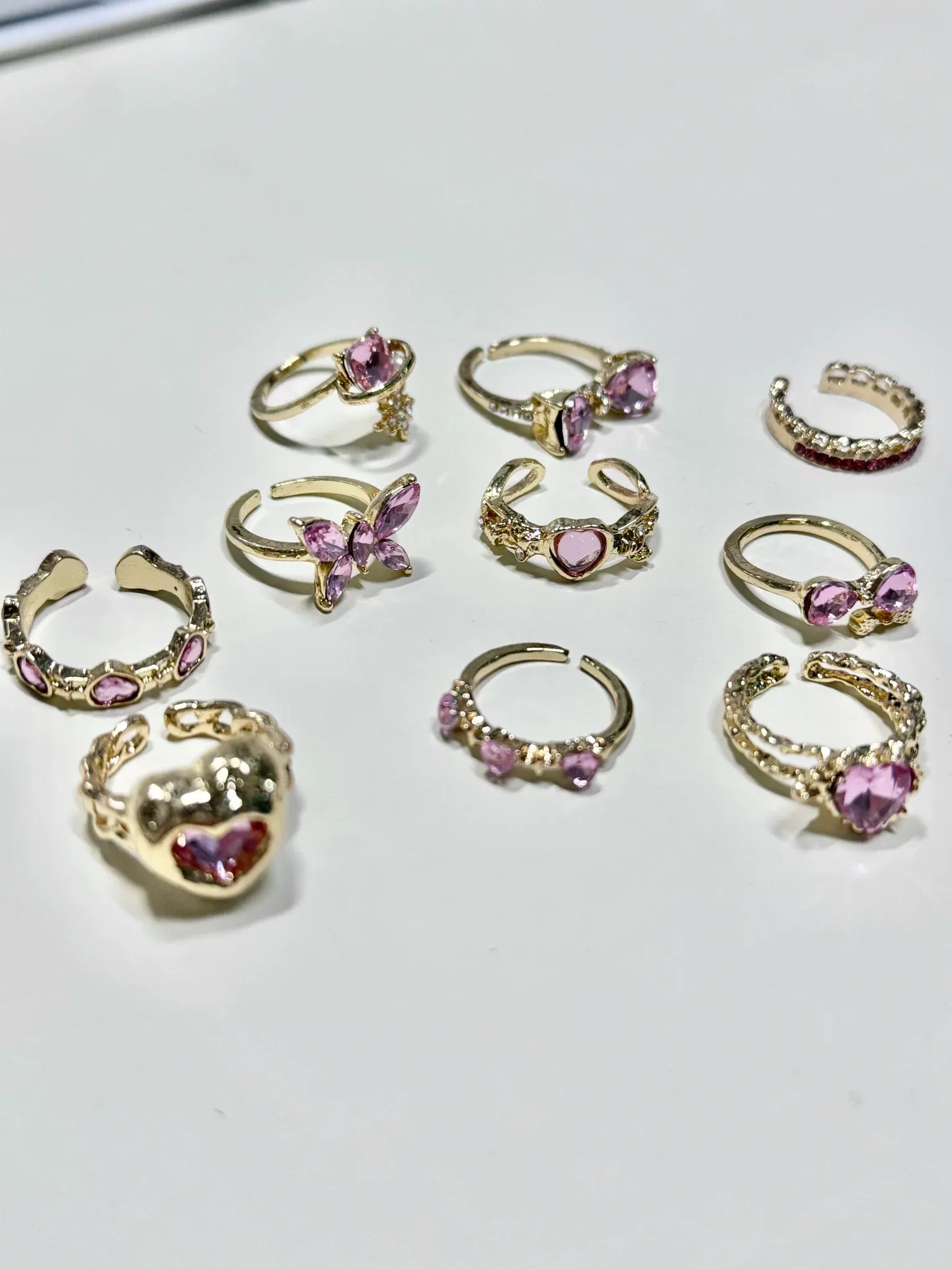 🔥zzp-CEPIN🔥-10pcs Sparkly Crystal Love Heart Ring Set