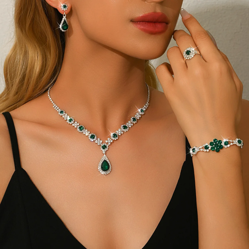 ✨DLJ-CePin✨Waterdrop Necklace, Earrings, and Bracelet Set