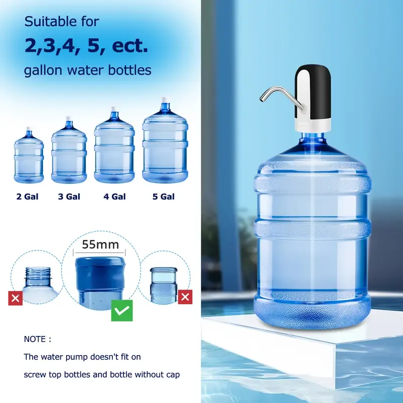 🔥ZZP-CEPIN🔥Water Dispenser for 5 Gallon Bottle Portable Rechargeable